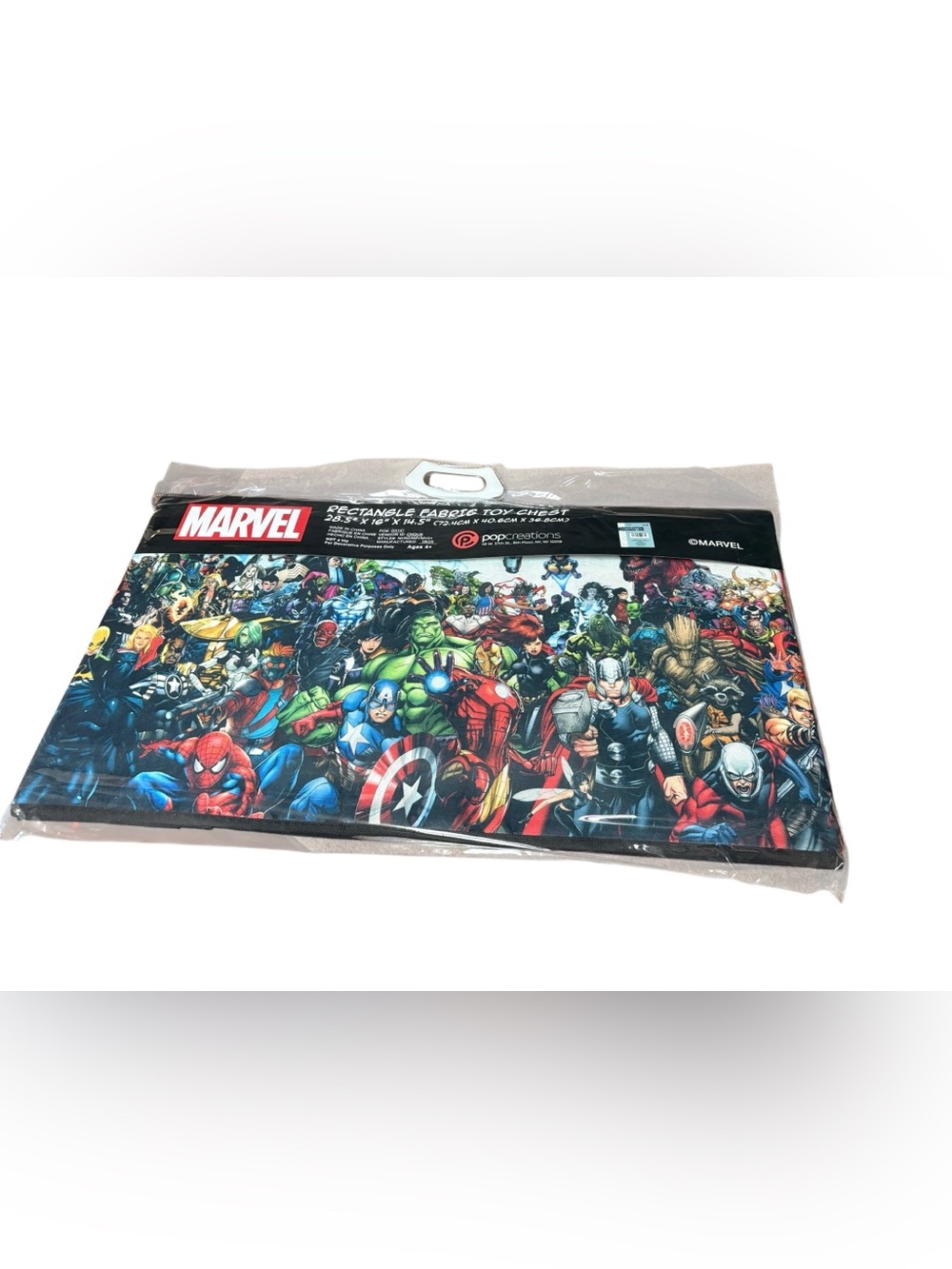 New Marvel Fabric Toy Box Spring Shop Rectangle Chest Pop Creations 28.5x16x14.5